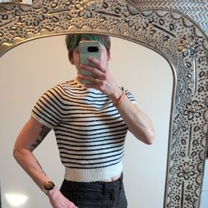 H&M Striped Black and White Crop Top Sweater